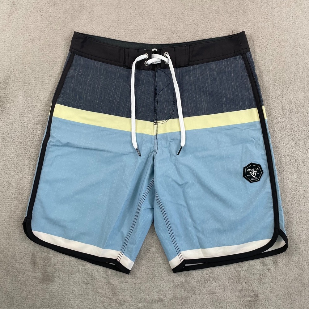 VISSLA Dredges Stretch Boardshorts Men 30 (tag 29) Multi Striped Unlined
